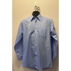 Daniel Ellissa New York Mens Size 14 1/2 Blue Long Sleeve‎ Button-Up Dress Shirt